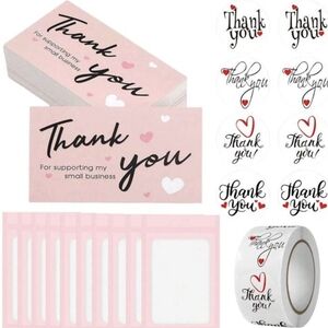 570 Pink Thank You Cards and Stickers Set NIP